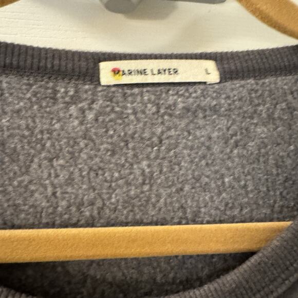 Marine Layer Crewneck Sweatshirt Mens L Grey BET MGM Logo Sleeve Soft Classic - Picture 3 of 5